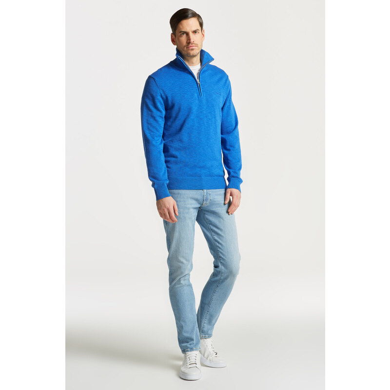 SVETR GANT COTTON FLAMME HALFZIP modrá M