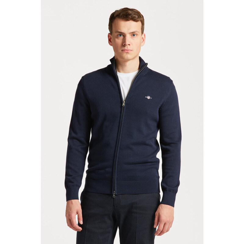 SVETR GANT CASUAL COTTON ZIP CARDIGAN modrá S