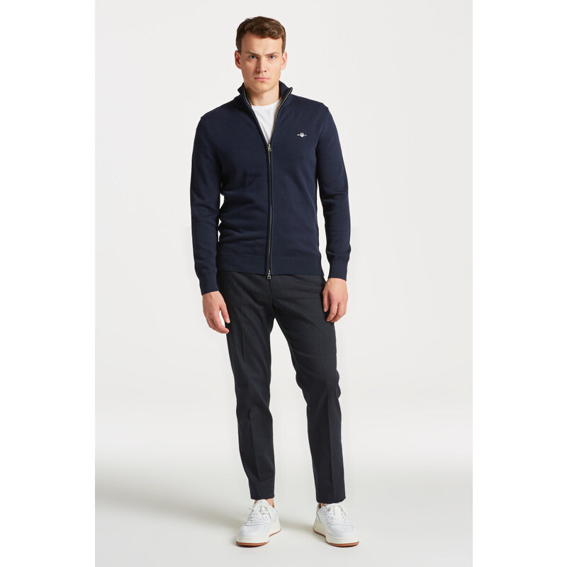 SVETR GANT CASUAL COTTON ZIP CARDIGAN modrá S