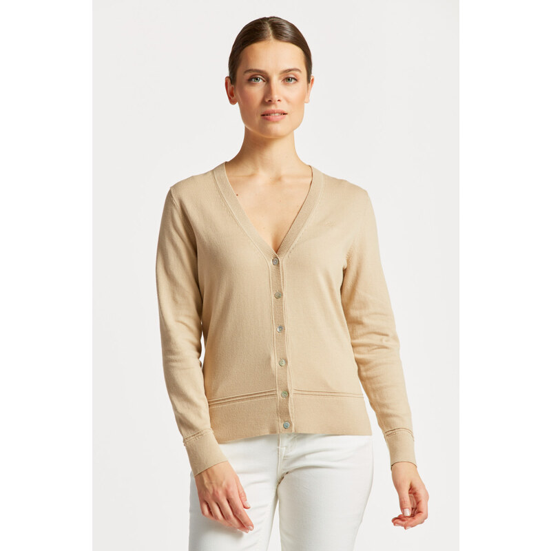 SVETR GANT LIGHT COTTON V-CARDIGAN hnědá XS