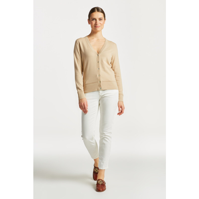 SVETR GANT LIGHT COTTON V-CARDIGAN hnědá XS