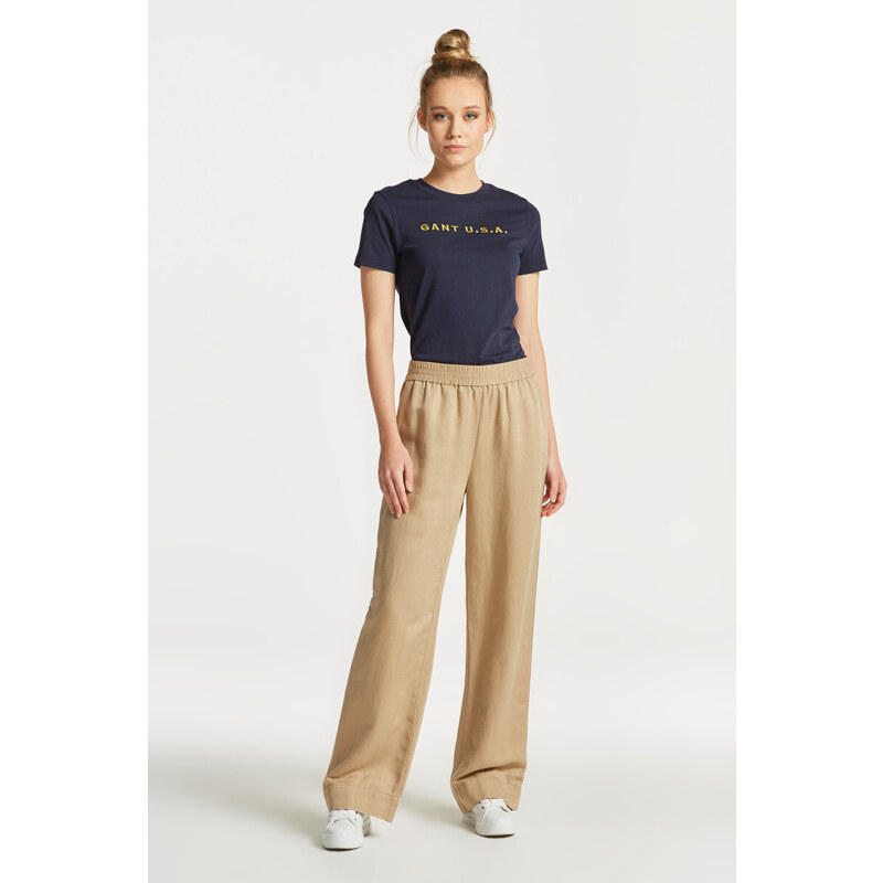 KALHOTY GANT LINEN VISCOSE PULL-ON PANTS hnědá 40