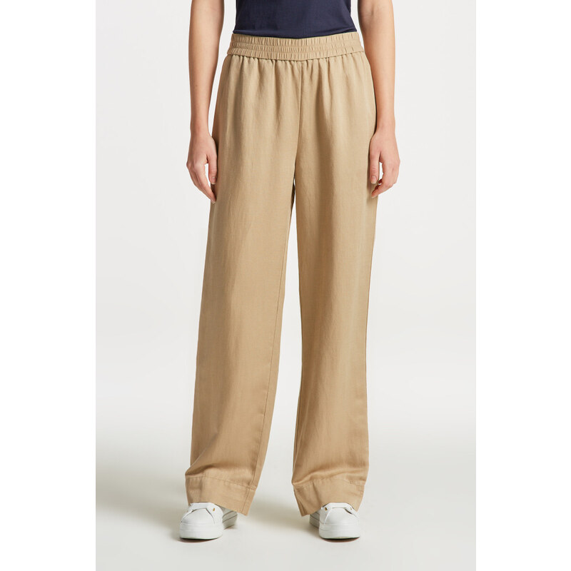 KALHOTY GANT LINEN VISCOSE PULL-ON PANTS hnědá 40