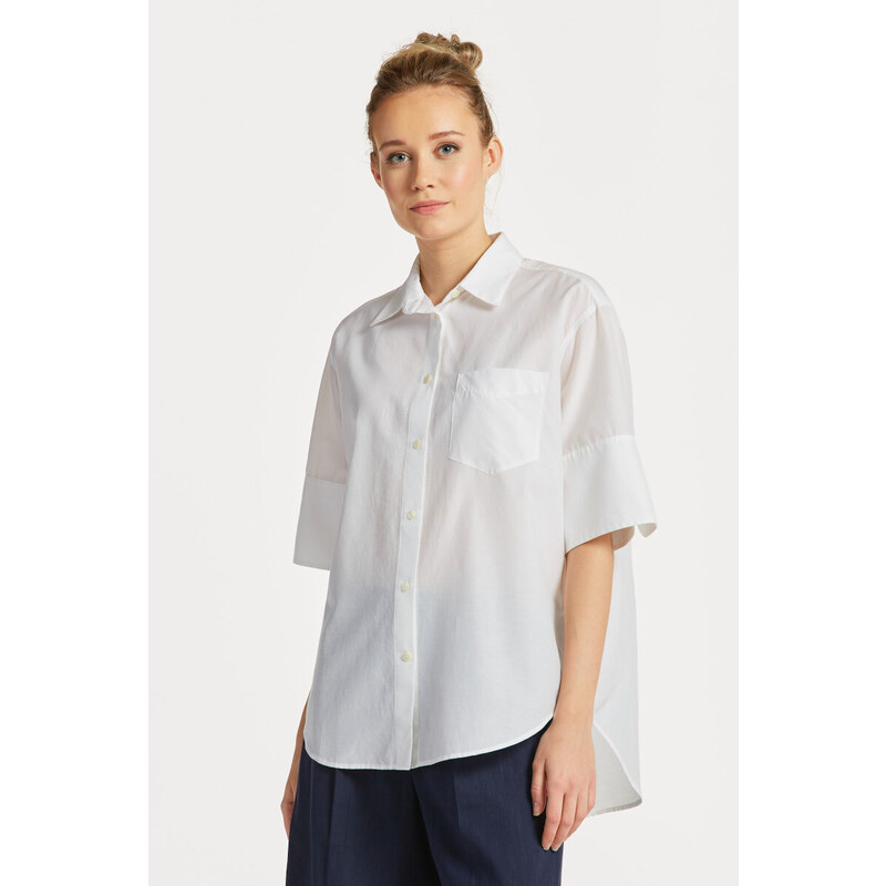 KOŠILE GANT RELAXED SS COT SILK SHIRT bílá 38