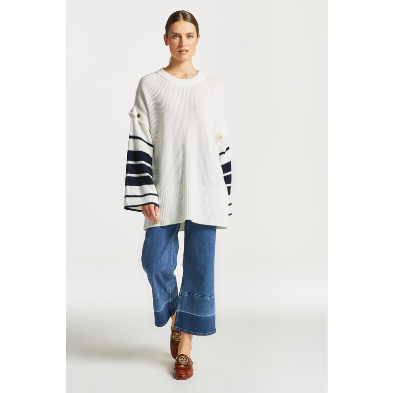 SVETR GANT OVERSIZED STRIPED C-NECK bílá XS