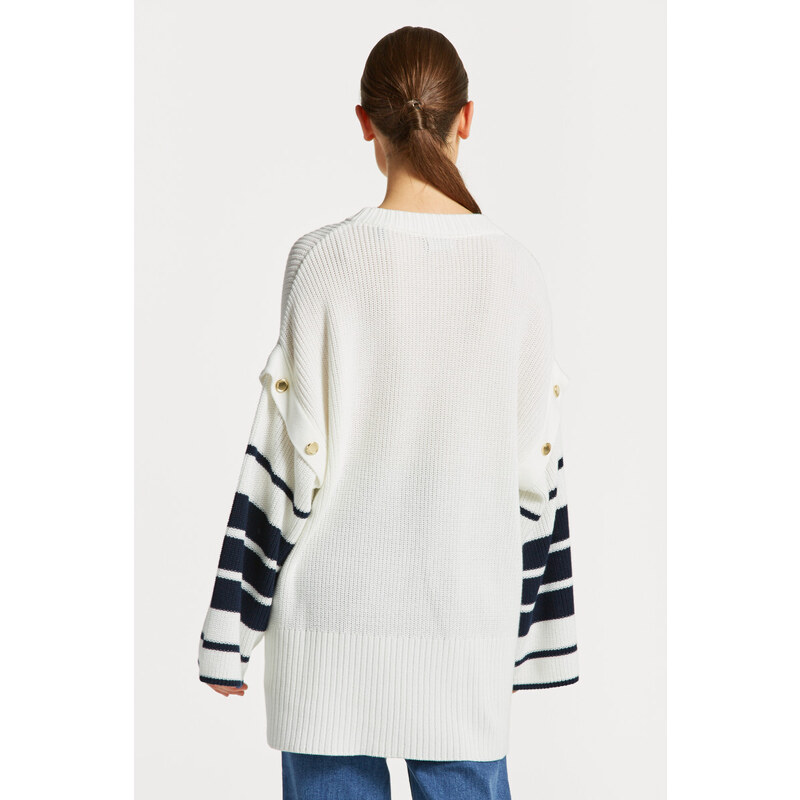 SVETR GANT OVERSIZED STRIPED C-NECK bílá XS