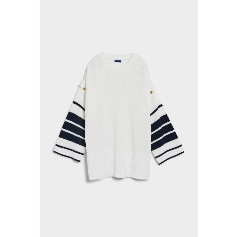 SVETR GANT OVERSIZED STRIPED C-NECK bílá XS