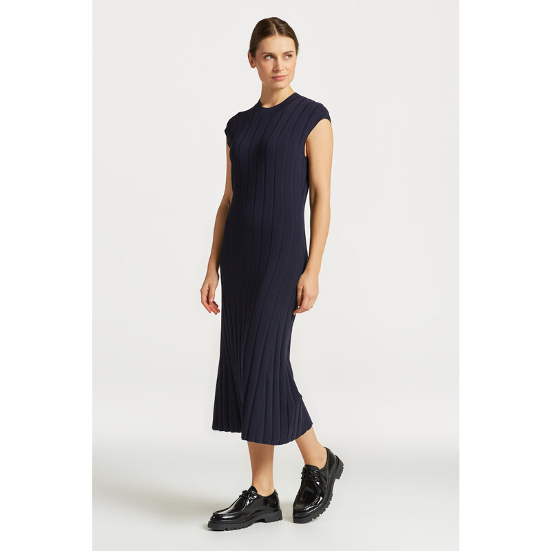 ŠATY GANT RIB KNIT SLEEVELESS C-NECK DRESS modrá M