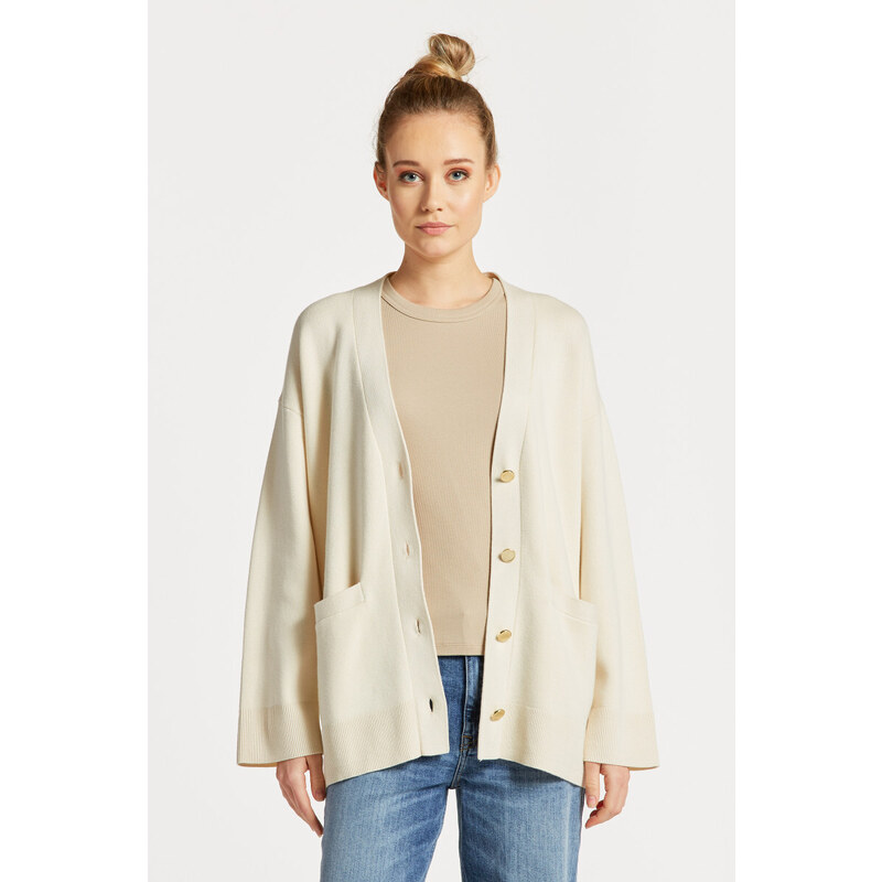 SVETR GANT RELAXED V-NECK CARDIGAN bílá S