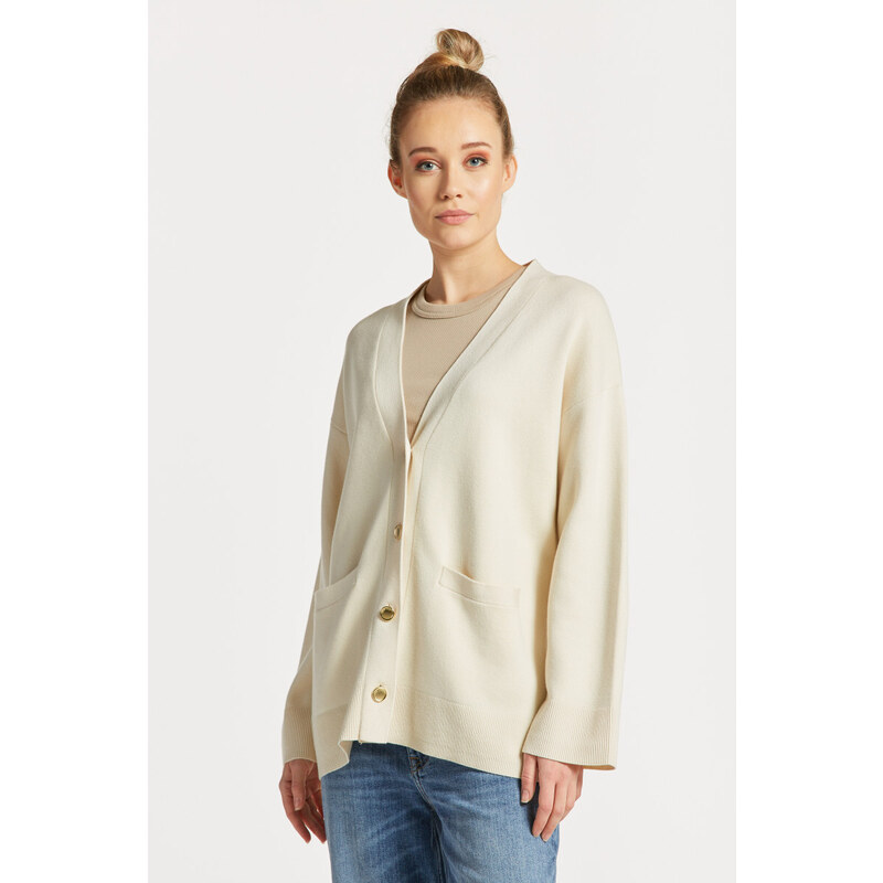 SVETR GANT RELAXED V-NECK CARDIGAN bílá S