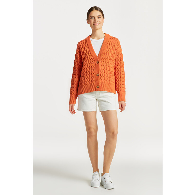 SVETR GANT COTTON TEXTURE V-NECK CARDIGAN oranžová S