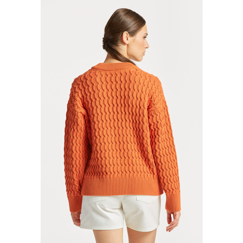 SVETR GANT COTTON TEXTURE V-NECK CARDIGAN oranžová S