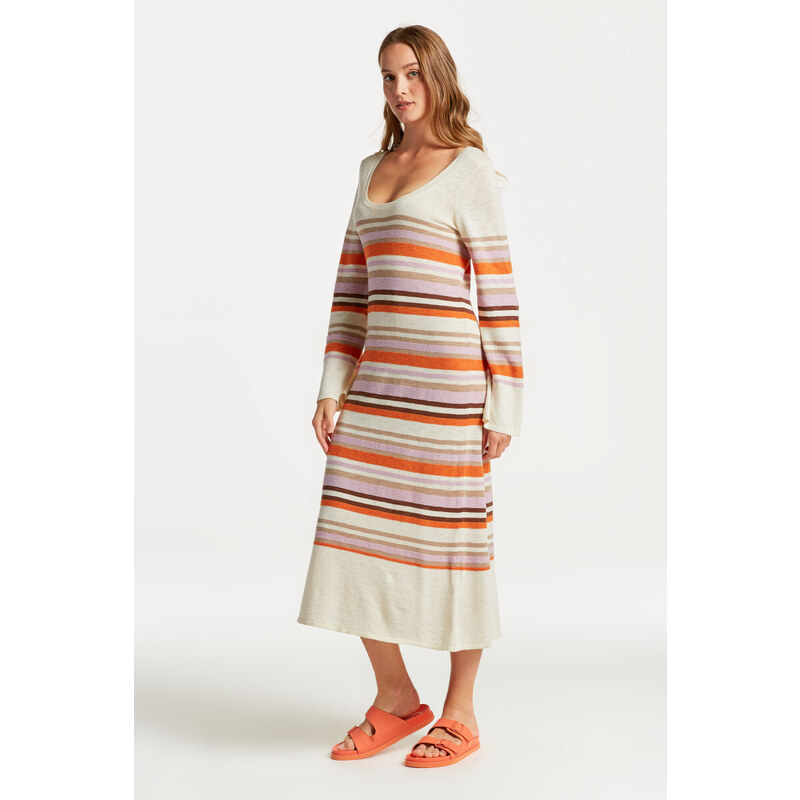 ŠATY GANT MULTI STRIPE C-NECK DRESS oranžová M