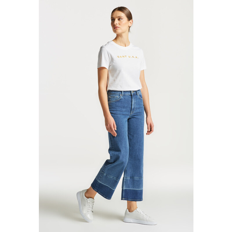 DŽÍNY GANT CROPPED WIDE JEANS modrá 30