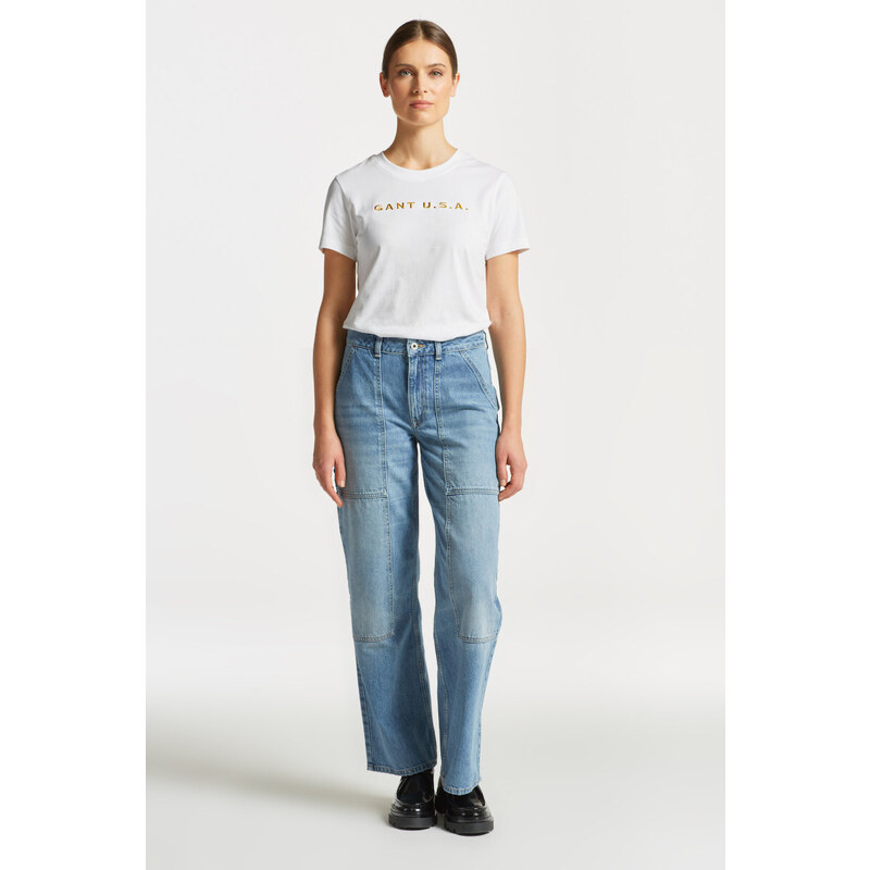 DŽÍNY GANT WIDE LEG CARGO JEANS modrá 28