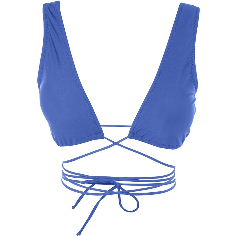 Trendyol Navy Blue Triangle Tie Bikini Top