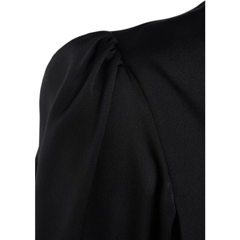 Trendyol černé páskové dvouřadé saténové mini tkané šaty
