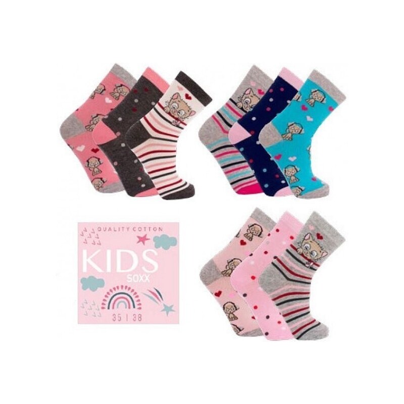 KOČKY dětské barevné ponožky TRENDY SOCKS 23-26