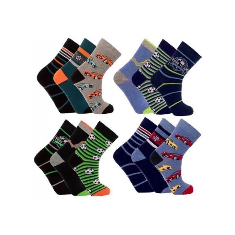 AUTA a FOTBAL dětské barevné ponožky TRENDY SOCKS 23-26