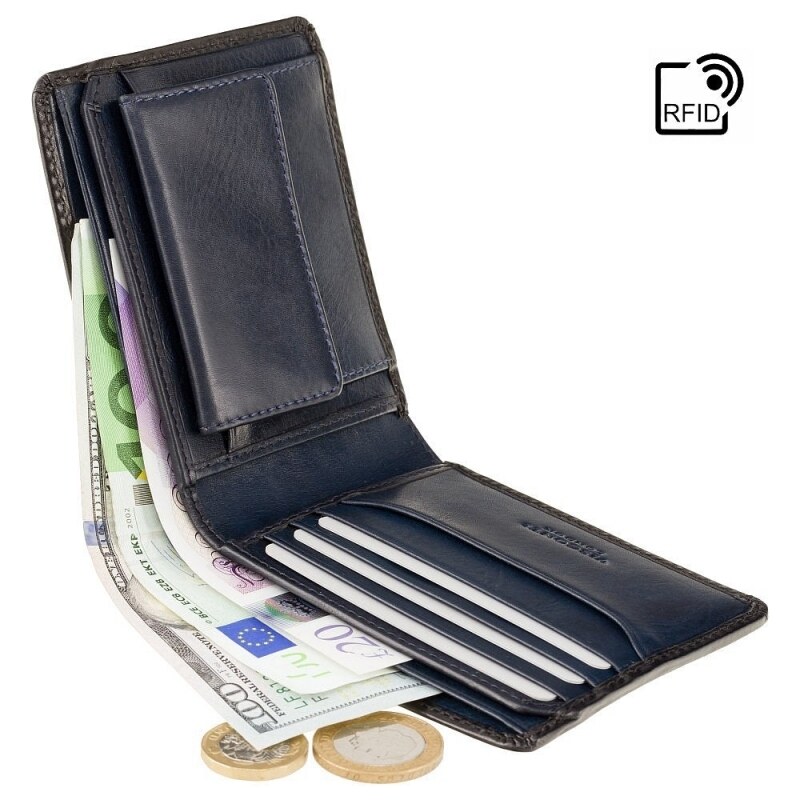 Značková tenká pánská modrá peněženka - Visconti (GPPN301)
