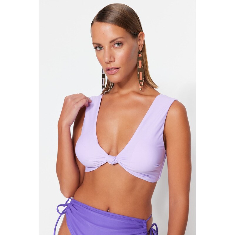 Horní díl bikin Trendyol Lilac Triangle Knot