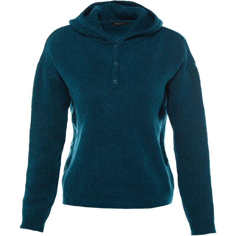 Trendyol Green Soft Textured Hoodie Knitwear Sweater