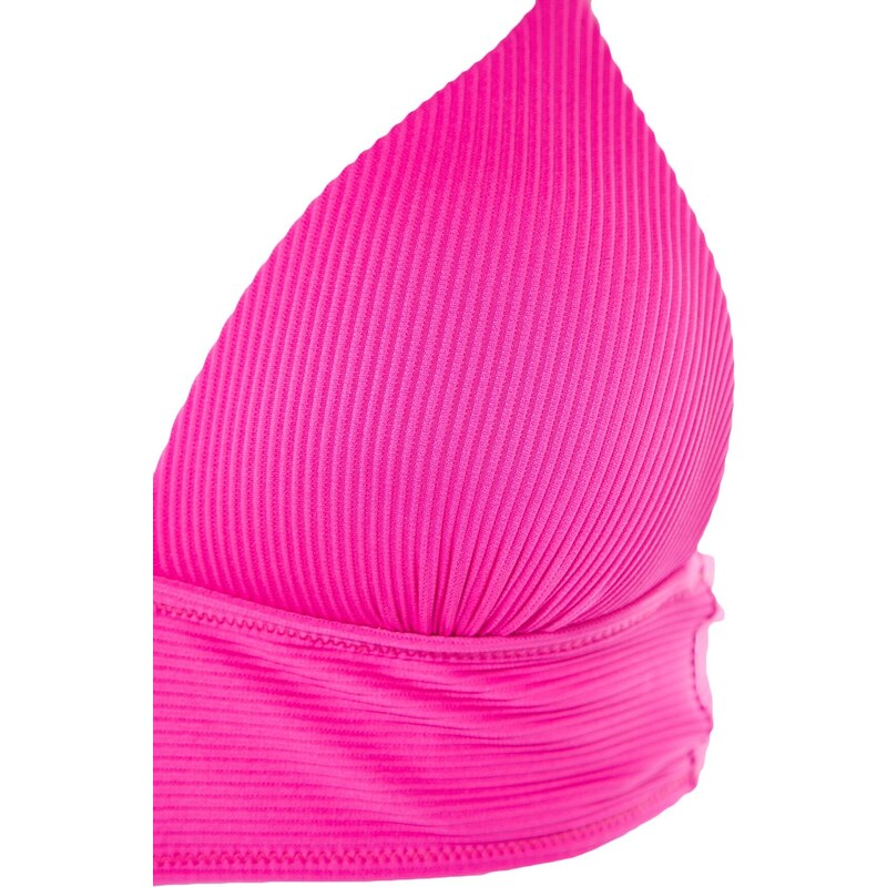 Trendyol Fuchsia Triangle Push Up Texturovaný horní díl bikin