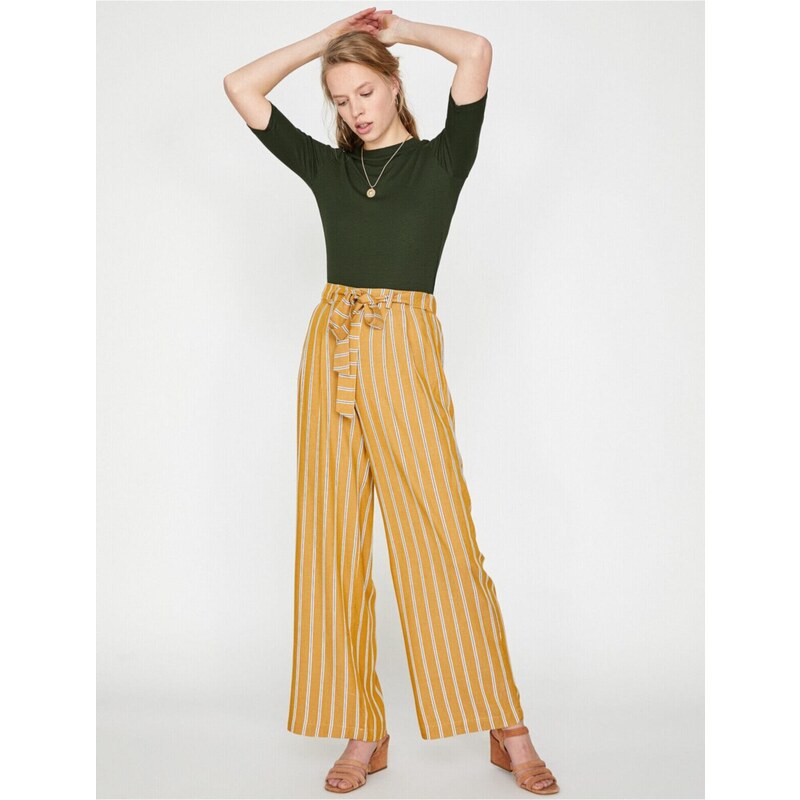 Koton Women's Yellow Striped Pants