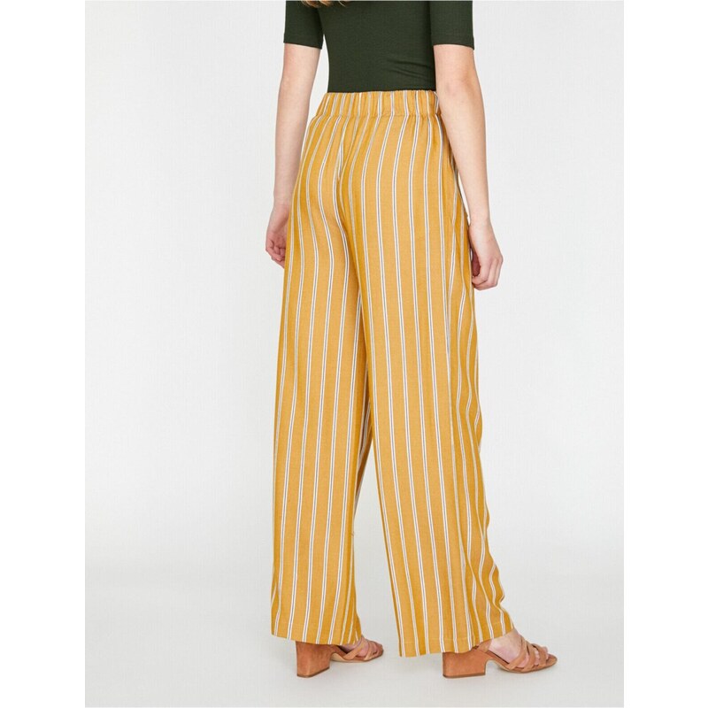 Koton Women's Yellow Striped Pants