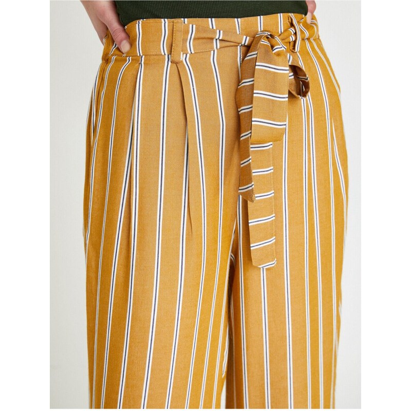 Koton Women's Yellow Striped Pants