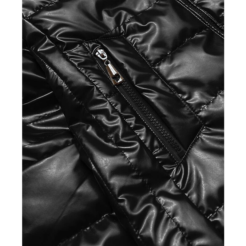 6&8 Fashion Černá lesklá prošívaná dámská bunda (2021-04)