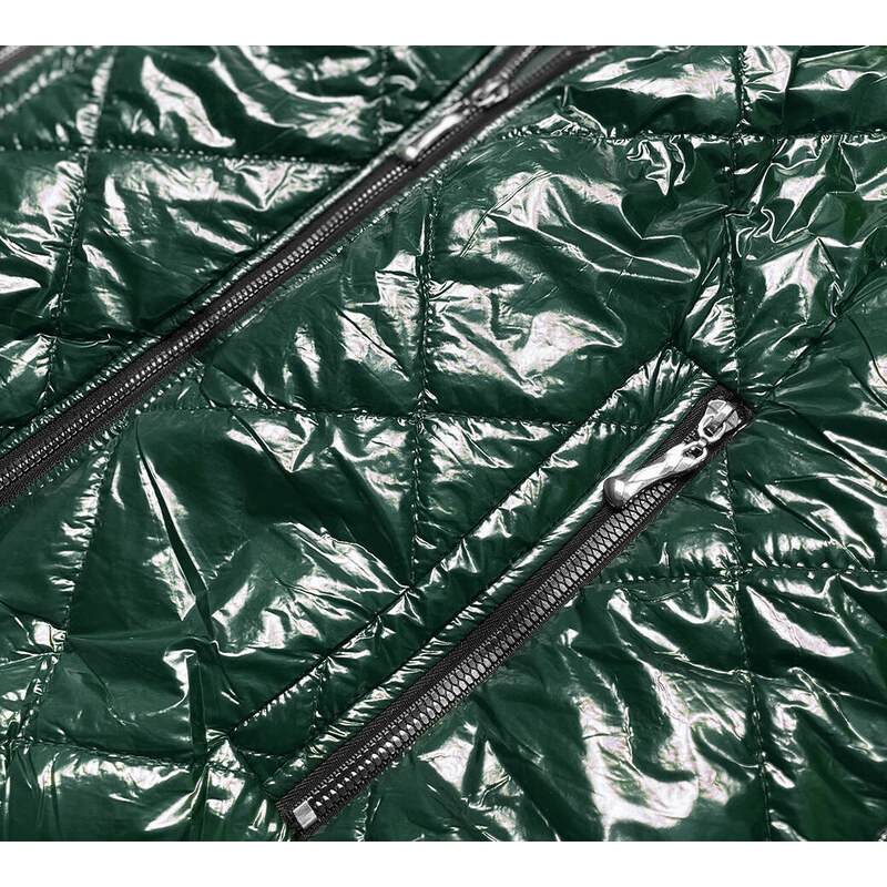 S'WEST Lesklá dámská bunda v lahvově zelené barvě (BR9756-10)