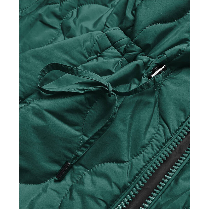 Zeleno-černá oboustranná dámská prošívaná bunda (MHM-W589BIG)