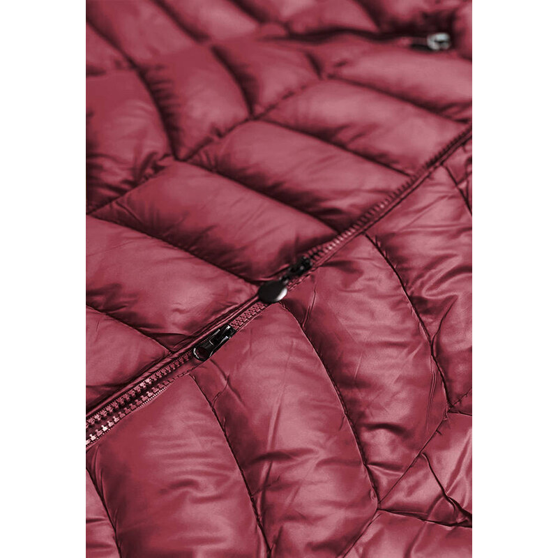VIOLA&C Prošívaná dámská bunda ve vínové bordó barvě s kapucí (8916-B)