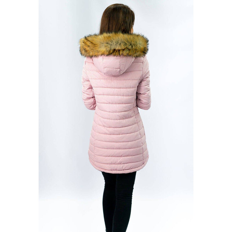 MHM Tmavě modro-růžová odoustranná dámská zimní bunda s kapucí (W213)
