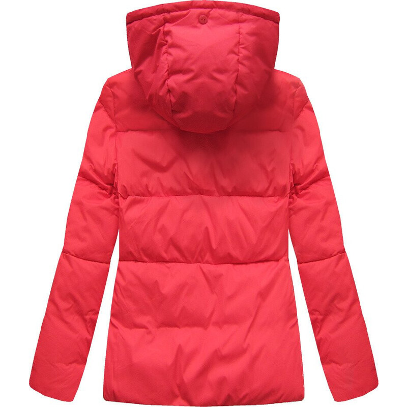 Libland Červená krátká dámská zimní prošívaná bunda (7694)