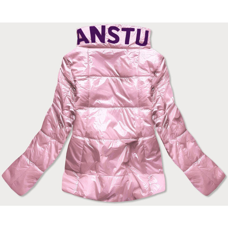 S'WEST Krátká růžová prošívaná dámská bunda se stojáčkem (B9567)