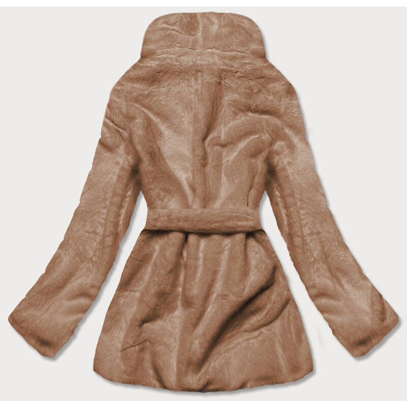 Ann Gissy Hnědá dámská bunda - kožíšek s límcem (GSQ2166)
