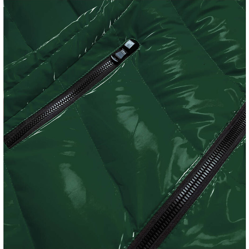 SPEED.A Lesklá zelená dámská bunda s ozdobnou podšívkou (XW810X)