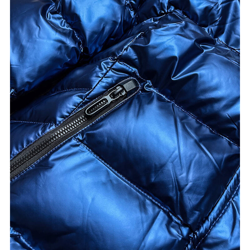 SPEED.A Tmavě modro/bílá dámská prošívaná bunda s kapucí (XW817X)