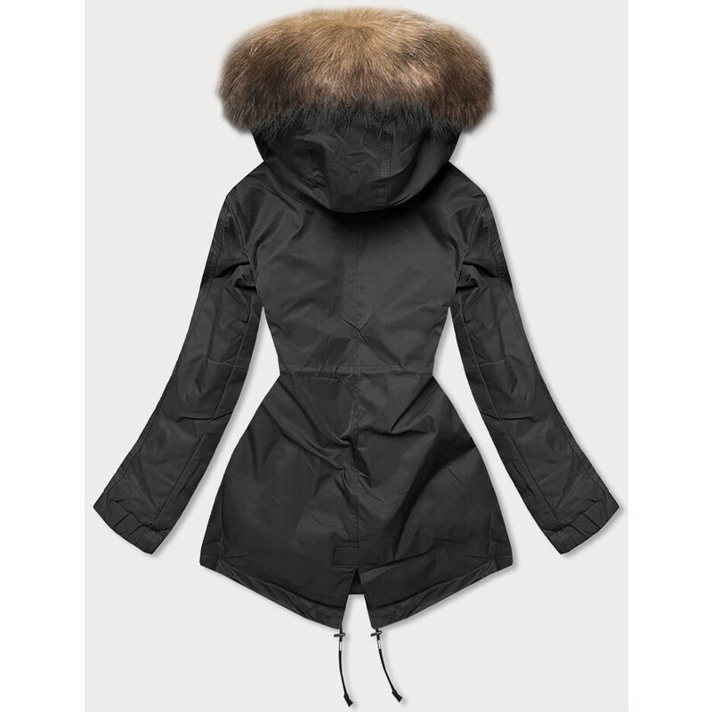 S'WEST Khaki-hnědá dámská zimní bunda parka s odepínací podšívkou (B533-1107)