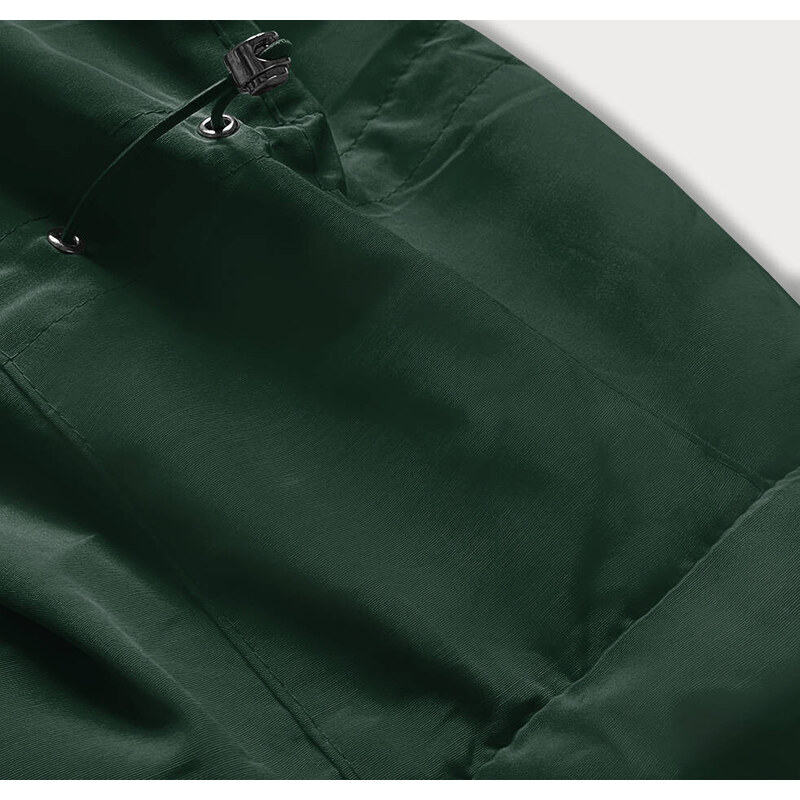 LHD Tmavě zelená dámská zimní bunda parka s kožešinovou podšívkou (M-21501)