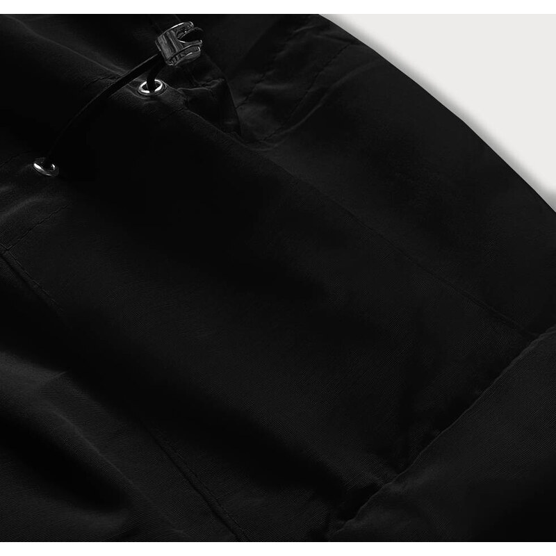 LHD Černá dámská zimní bunda parka s kožešinovou podšívkou (M-21501)