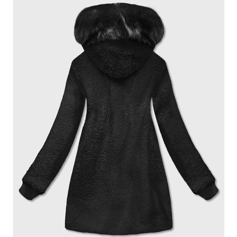 Z-DESIGN Černá dámská bunda "beránek" s kapucí (H-1030-01)