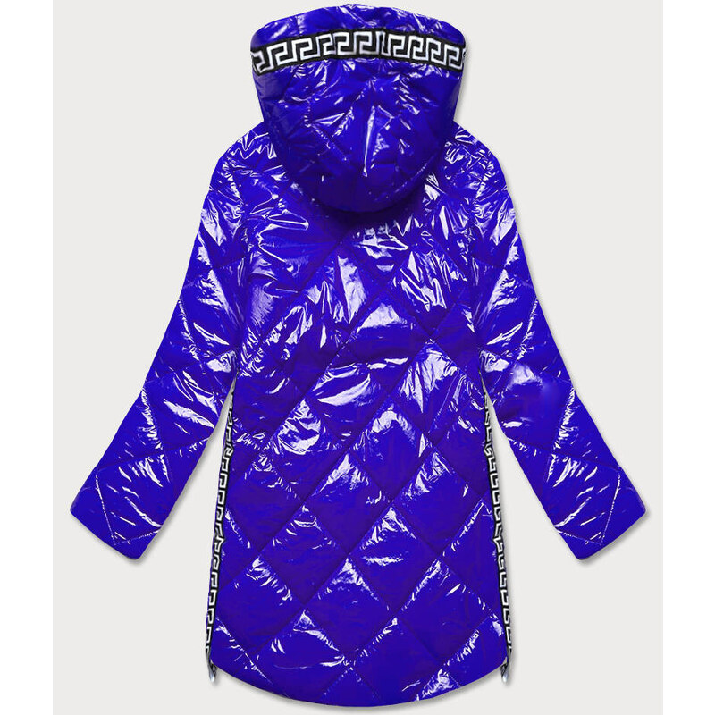 Libland Lehká lesklá dámská bunda v chrpové barvě s lemovkami (LD7258BIG)