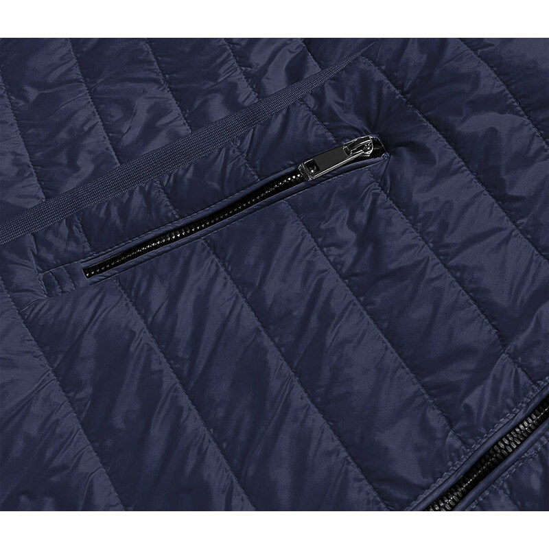 ATURE Tmavě modrá tenká dámská bunda s látkovými vsadkami (RQW-7013)
