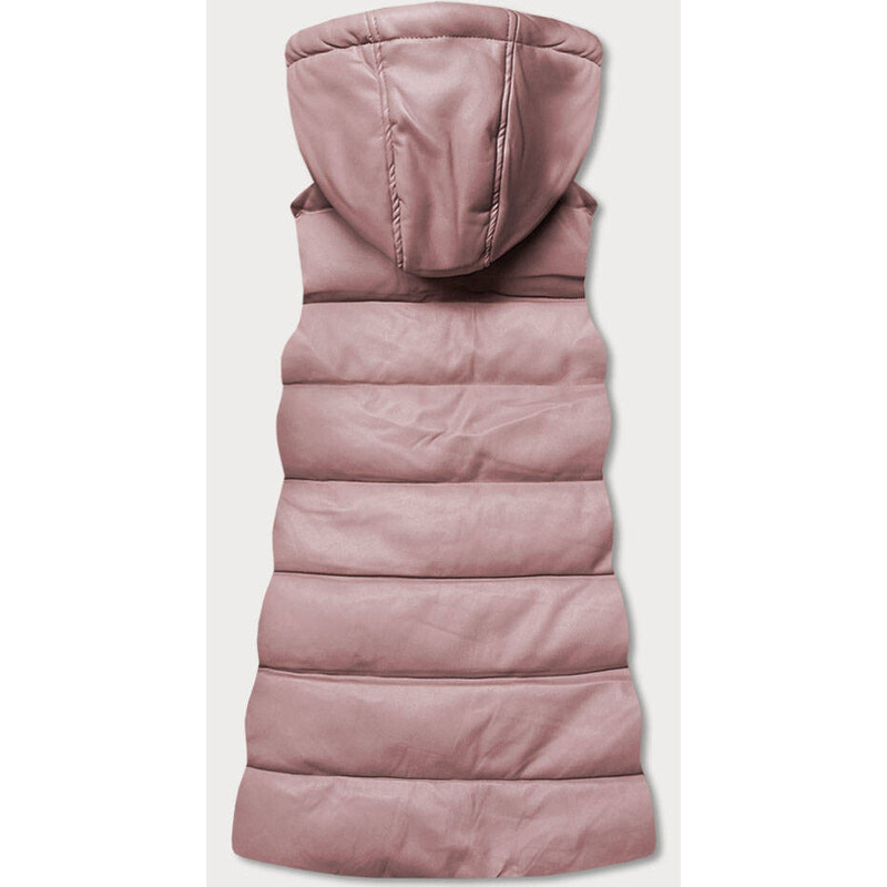 HONEY WINTER Teplá dámská vesta v pudrově růžové barvě z eko kůže (D-3231-59S)
