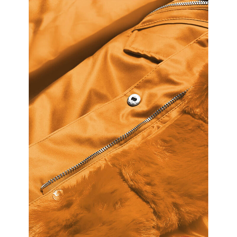 J.STYLE Oranžová dámská bunda parka s kožešinou (5M762-254)