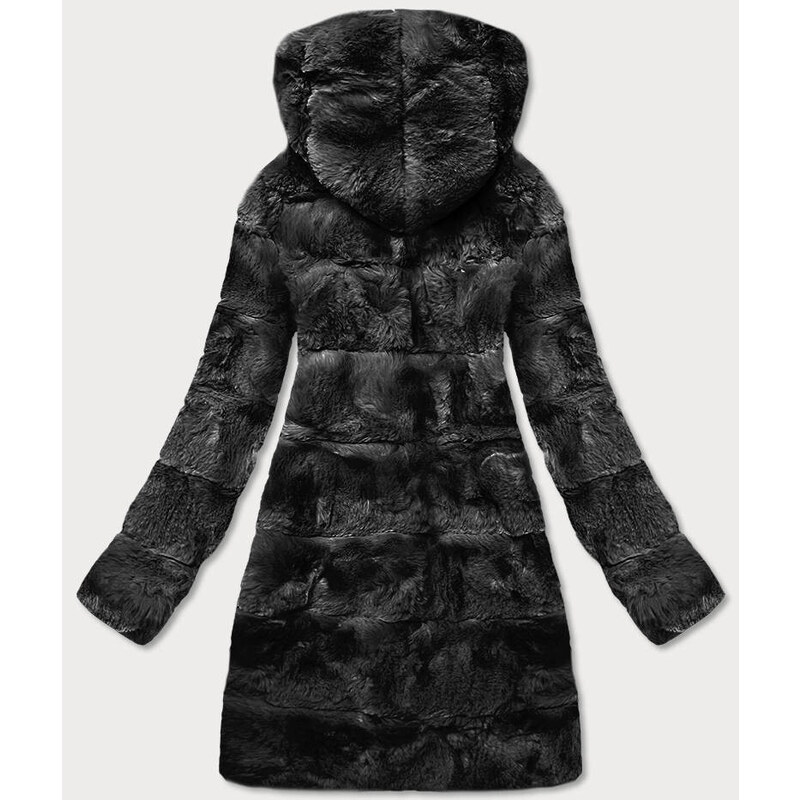 S'WEST Černá dámská bunda - kožíšek s kapucí (BR9741-1)