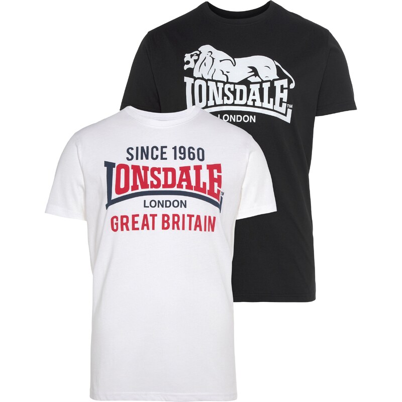 LONSDALE Tričko Collessie červená / černá / bílá